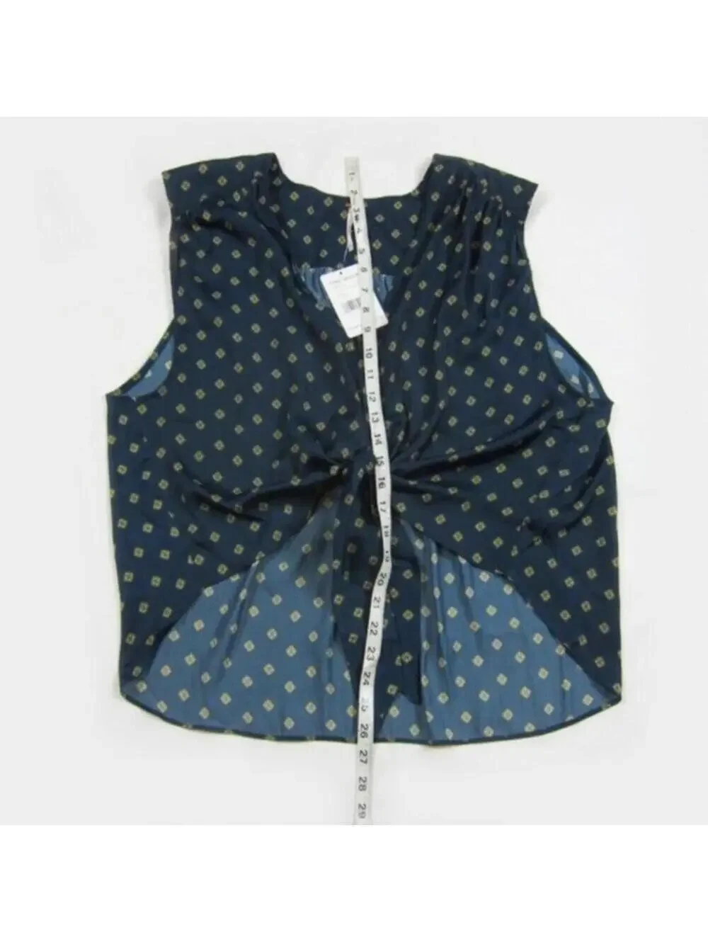 Free People Large Top Sleeveless Tie Up Blouse Navy Blue & Gold NEW WITH TAG